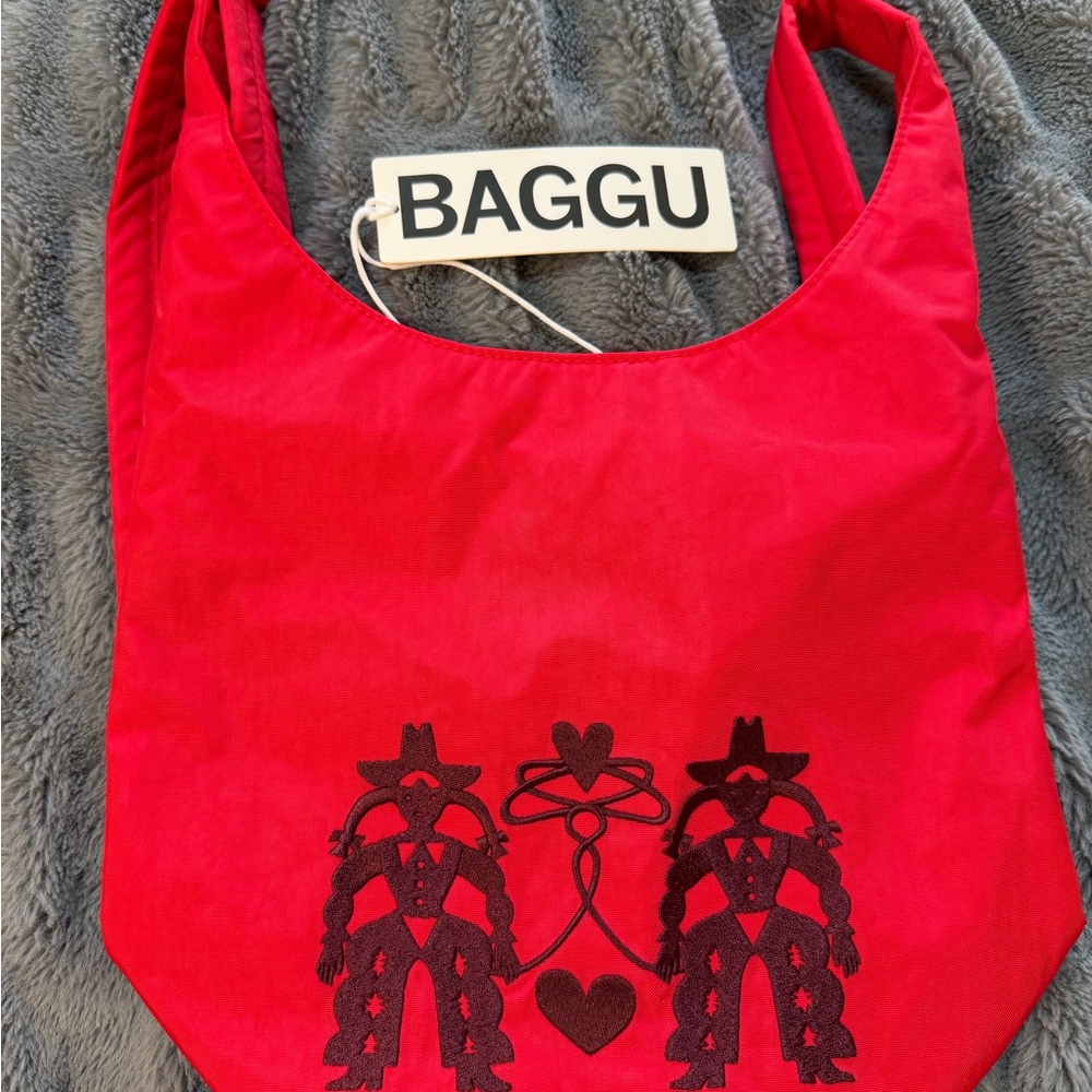 Baggu Red Tote with Black Design
